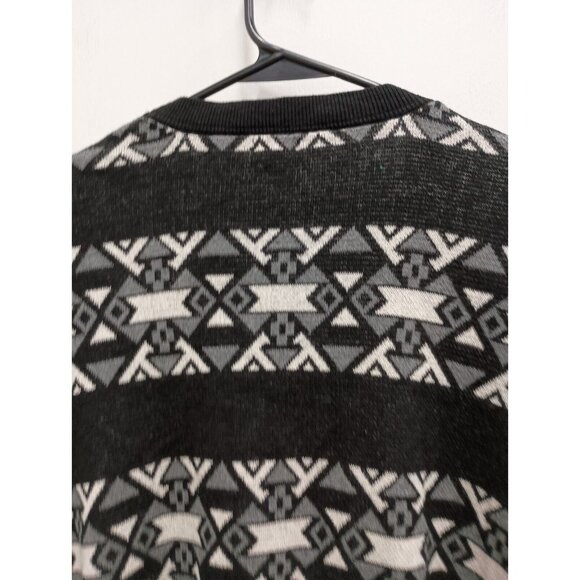 Vintage 90s Mossimo Womens Cardigan XL Black White Longline Aztec BOHO - Picture 8 of 8